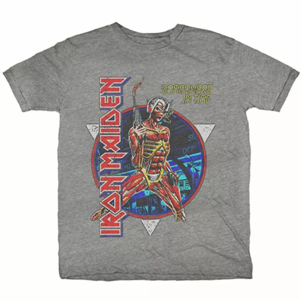 

iron maiden somewhere in time official t-shirt men unisex, White;black