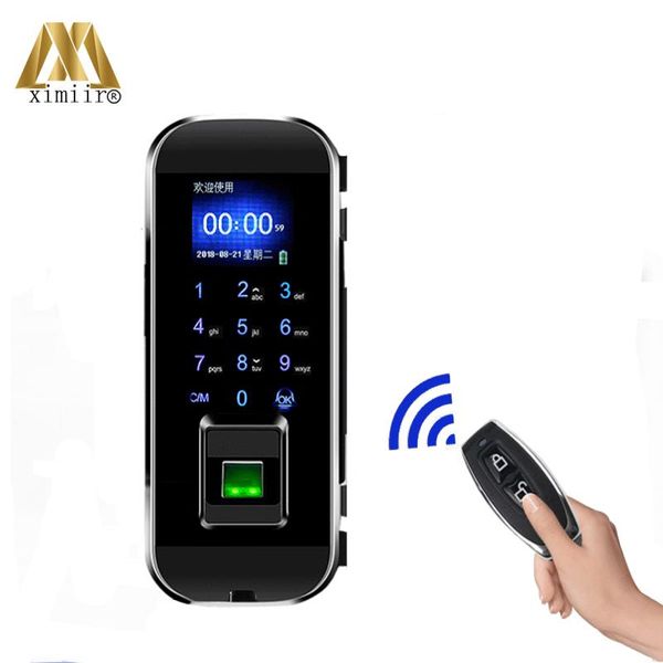

1000users no drill security biometric fingerprint door lock xm-100 for glass password with id cards voice guide access control