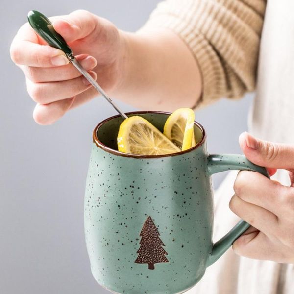

mugs creative heat-resistant mug nordic cartoon with lid 500ml cup coffee ceramic children office drinkware gift