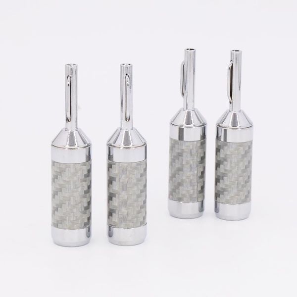 

smart power plugs 8/12/16pcs wire connectors banana-plug carbon fiber rhodium plated for speaker cable