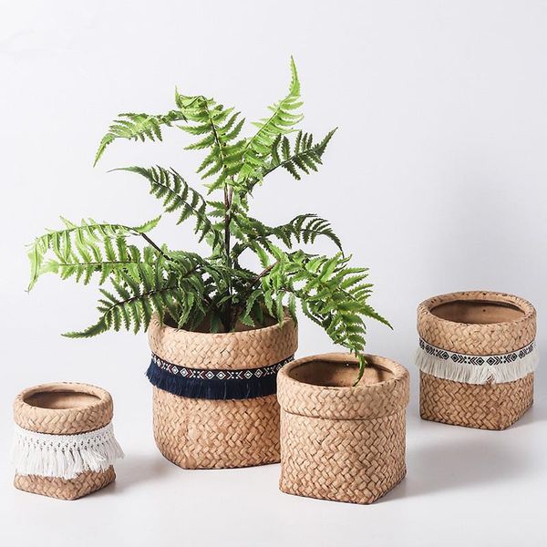 

planters & pots 1pc nordic flower pot ceramic antique sack round cute literary personality indoor flowerpot home decoration