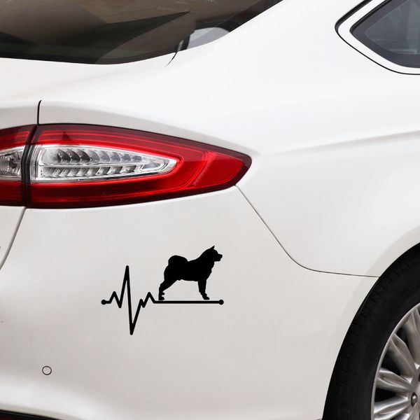 

14.5cm*10.6cm akita lifeline dog heartbeat vinyl black car sticker