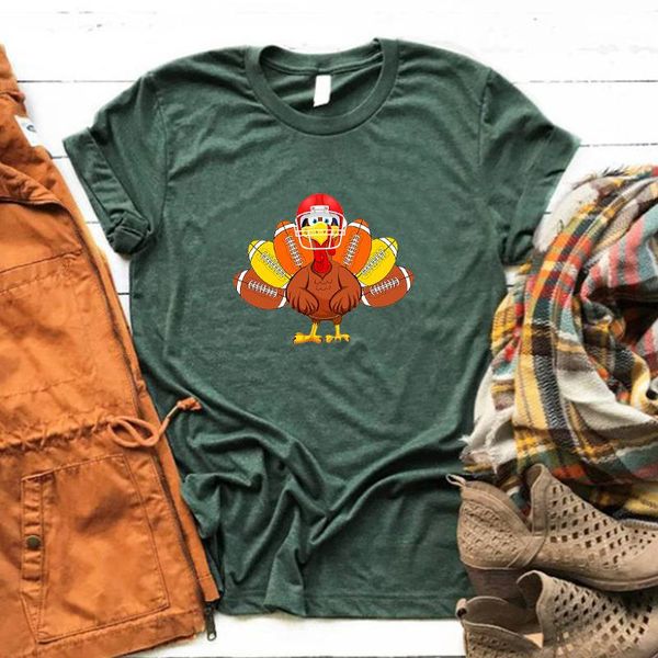 

women's t-shirt thanksgiving shirt turkey game day tshirt fan tee women clothes 100% cotton print, White