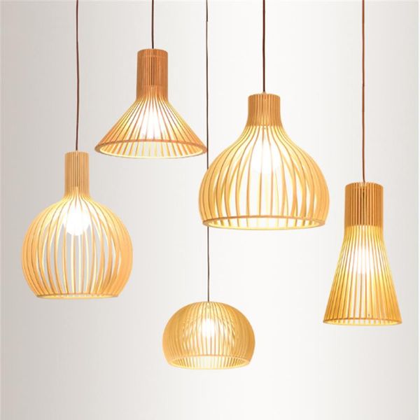 

birdcage lamp wood pendant lights e27 restaurant decoration hanging for living room bedroom light fixtures lamps