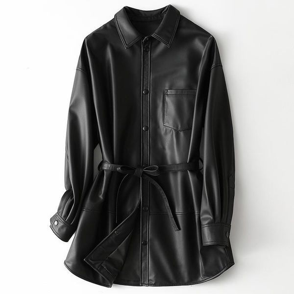 

genuine leather jacket women spring 2021 100% sheepskin coat female casual coats and jackets chaqueta cuero mujer pph4479 women's & fau, Black