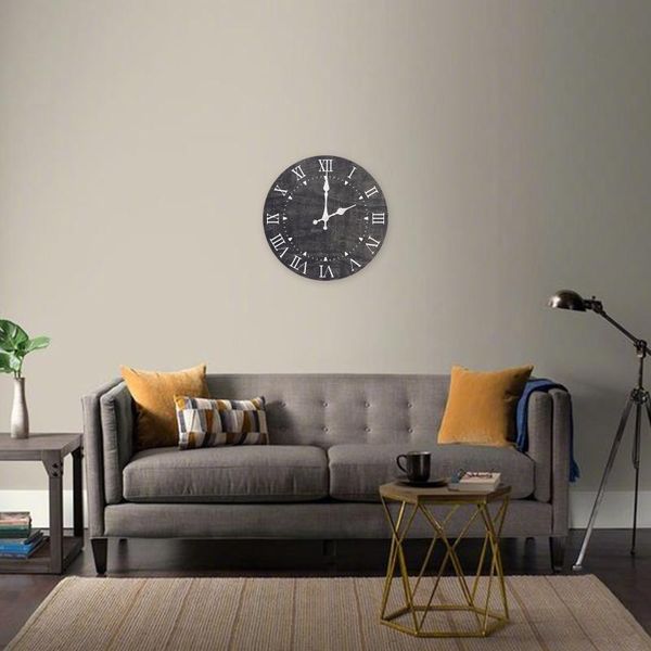 

wall clocks wood for living room decorative 10 inch rustic farmhouse vintage style, battery operated non-ticking big size clock