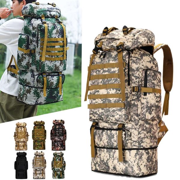 

backpack 100l large waterproof military tactical outdoor hiking climbing camping bag camouflage men travel rucksack