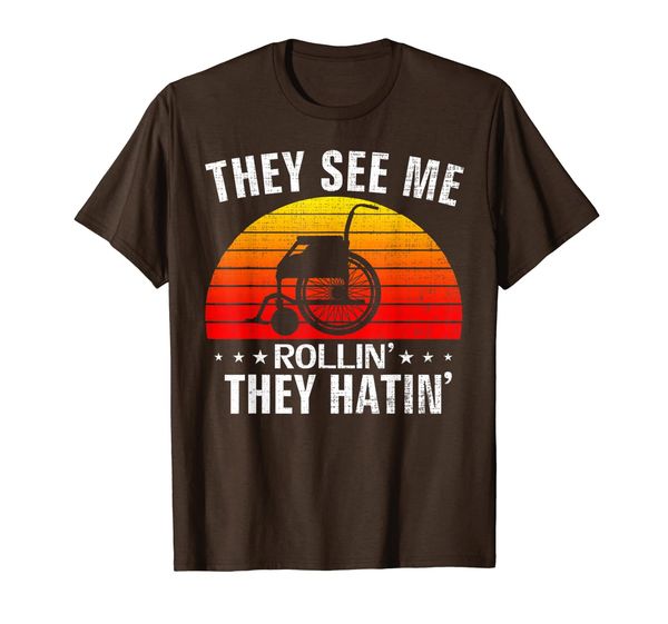 

retro they see me rollin they hatin funny disability gift t-shirt, White;black