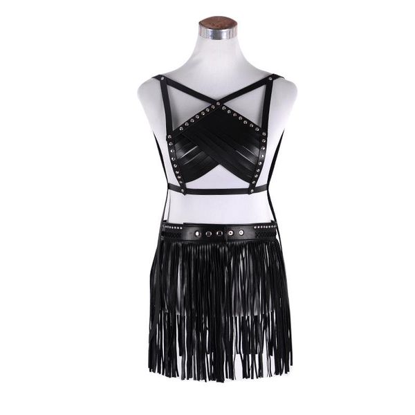 

belts punk gothic fashion pu leather harness star pentagram body bondage waist straps suspenders, Black;brown