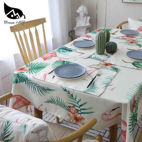 

dream ns flamingo tablecloth home cotton canvas decorative rectangle dining table cover for cloth