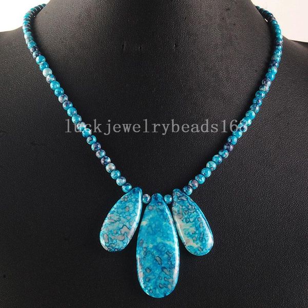 

pendant necklaces fashion jewelry beautiful ocean jaspe drop necklace 18" wfh382, Silver