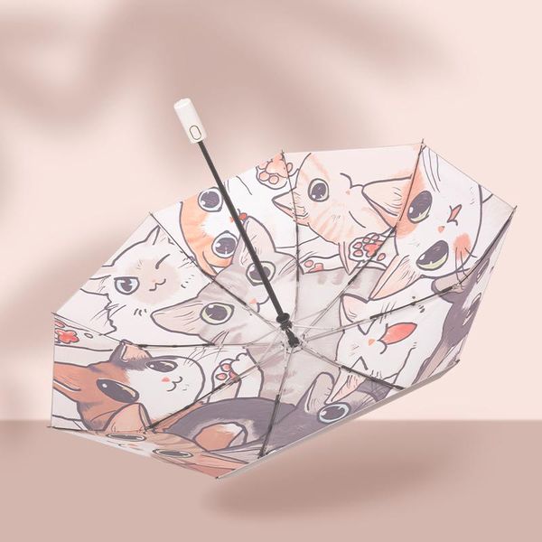

umbrellas kitten patterned umbrella small portable 50% sun protection anti-uv clear