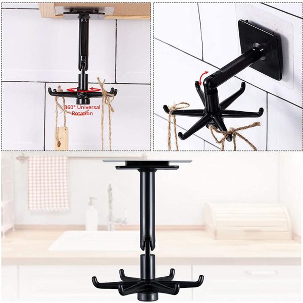 

hooks & rails 360 degrees rotated kitchen self adhesive 6 home wall door hook handbag clothes ties bag hanger hanging rack