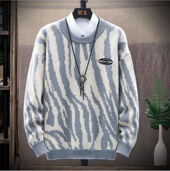 

men's sweaters sweater men women fashion zebra stripe knitted jumper female oversize 3xl pullovers casual streetwear, White;black