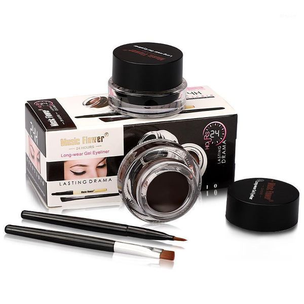 

music flower long lasting eyeliner gel waterproof eye liner with 2 brush for makeup cosmetics set kit women1