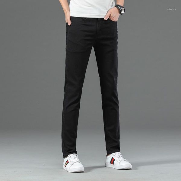 

jeans korean straight tube fashion elastic slim leggings men's casual pants, Blue