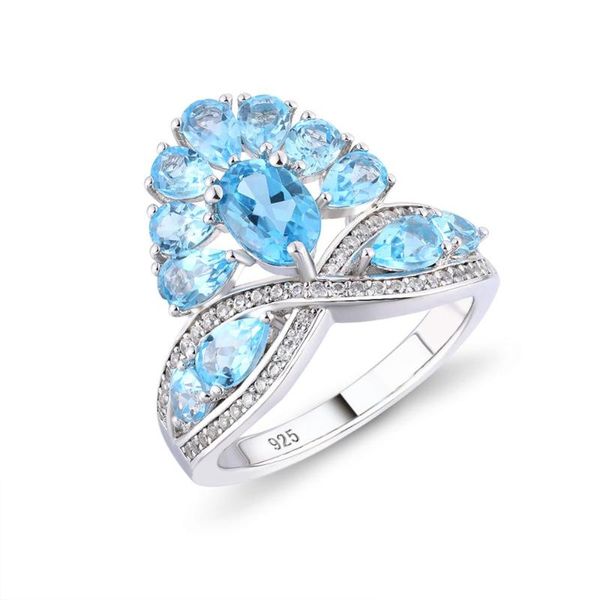 

exquisite luxury shiny natural blue z gemstone women 100% pure 925 sterling silver ring fine jewelry cluster rings, Golden;silver