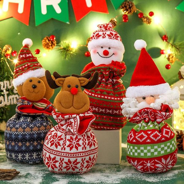 

christmas decorations est candy holder bag drawstring cartoon plush toilet roll paper cover decor festival snack gift storage organizer