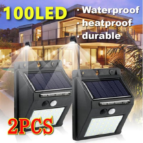 

outdoor wall lamps 100 led solar light lamp waterproof motion sensor garden powered sunlight street light.