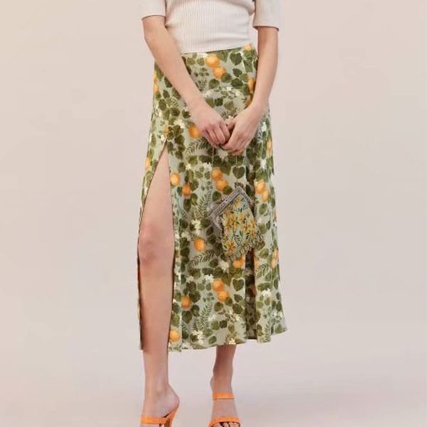 

summer high waist chiffon women midi skirts casual floral printed female maxi beach tutu femme 210422, Black