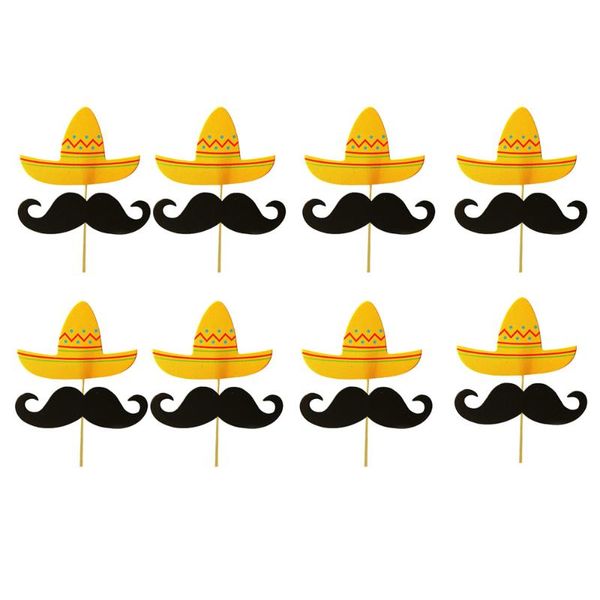 

other festive & party supplies 12pcs mexican carnival mustache and hat cake ers baby birthday fruit pick dessert table decoration er