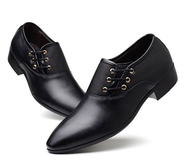 

men dress shoes formal pu leather luxury fashion work party groom wedding mens designer oxford casual shoe plus size 38-48, Black