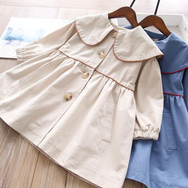 

coat girls 2021 fall baby solid color long windbreaker wholesale kids clothes, Blue;gray