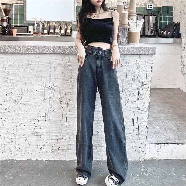 

women's jeans 2021 autumn women high waist trousers wide leg denim streetwear vintage fashion harajuku straight loose pants e371, Blue