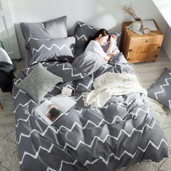 

bedding set duvet cover nordic 150 plaid  bed 135 double king size comforter single twin home textiles bedroom pillowcases sets