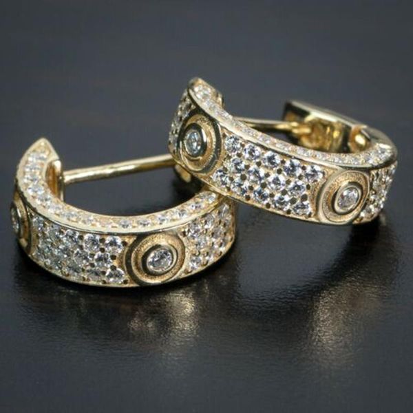 

hoop & huggie huitan women/men small round earrings gold color full paved cz crystal stylish versatile jewelry arrival earring, Golden;silver