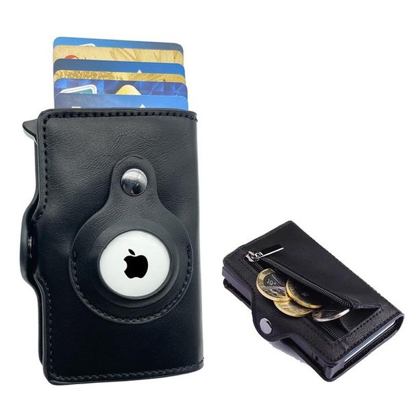 

card holders large capacity women men leather wallet zipper coin purse rfid holder case with money compartment, Brown;gray
