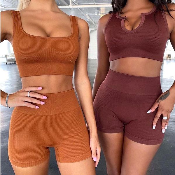 

yoga outfit 3207 set push up legging sportswear ribbed sport bra high-waisted tights fitness women's clothing with