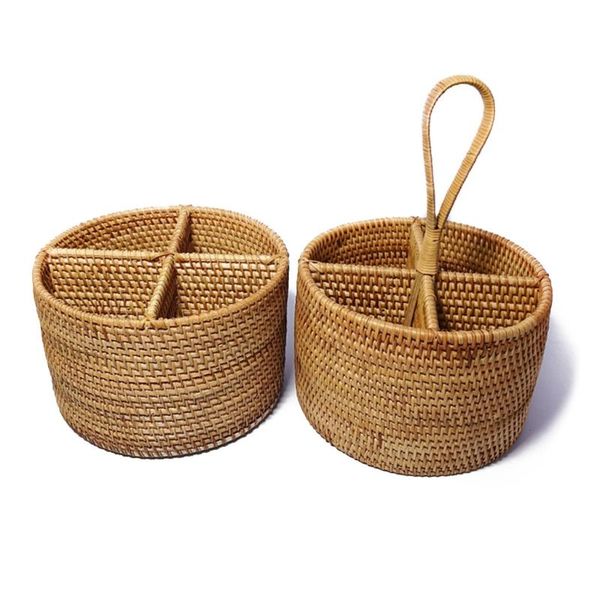 

storage baskets 634e round hand woven basket 4 compartment deskserving creative organizer household collection