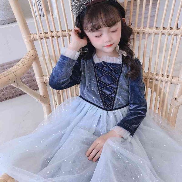 

2021 new children's wear princess aisha skirt long sleeve cloak dress snow and ice 2 cloak, Red;yellow