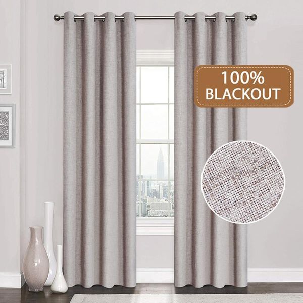 

curtain & drapes linen 100% blackout curtains for kitchen bedroom window treatment solid water proof living room custom made