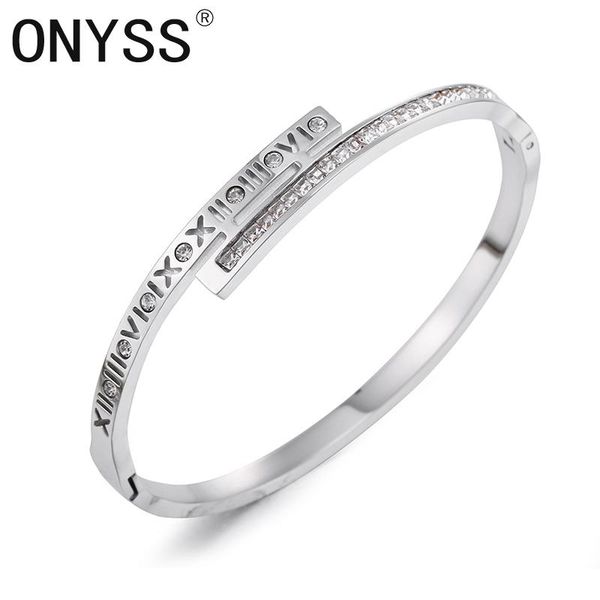 

fashion hollow out channel setting crystal silver bracelets & bangles bangle, Black