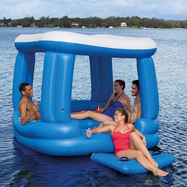 

person huge size floating house 2.18m inflatable row lounges water hammock portable float mattress swimming pool floats & tubes