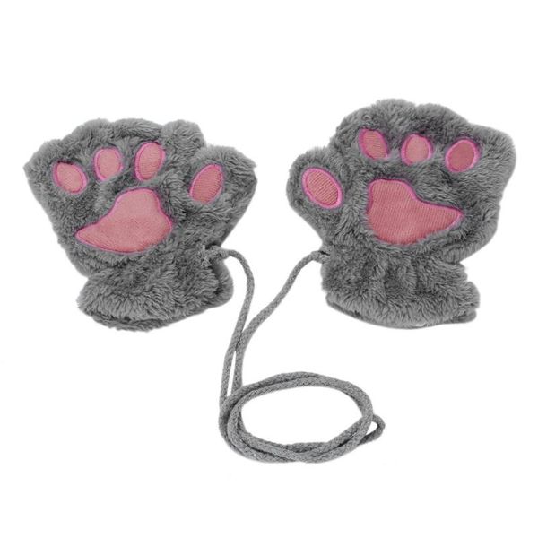 

disposable gloves sofe women winter mittens cute claw fluffy bear novelty warm plush lady half finger