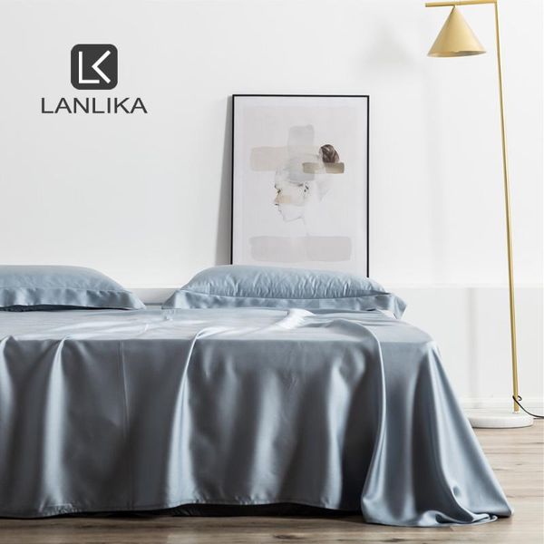 

sheets & sets lanlika luxury women 100% silk gray flat sheet silky healthy beauty bed cases euro linen set for home textiles