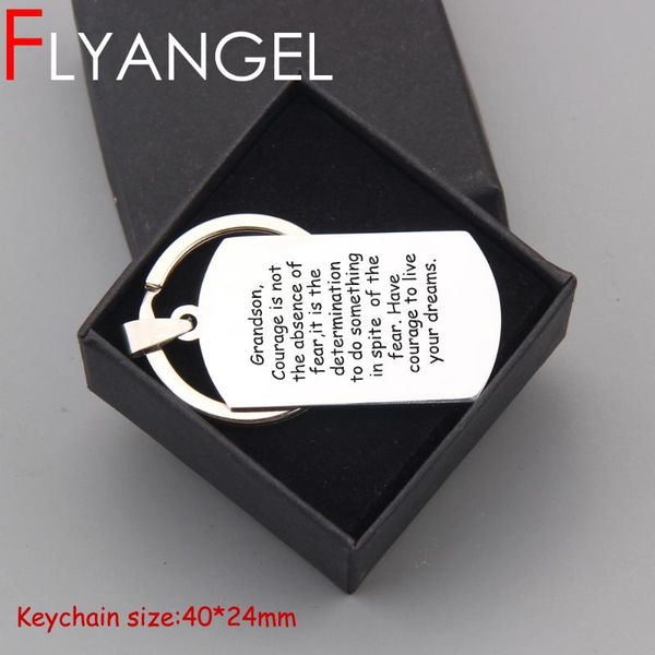 

keychains flyangel creative engraved grandson key chain car tag have courage to live your dreams graduate gifts, Silver