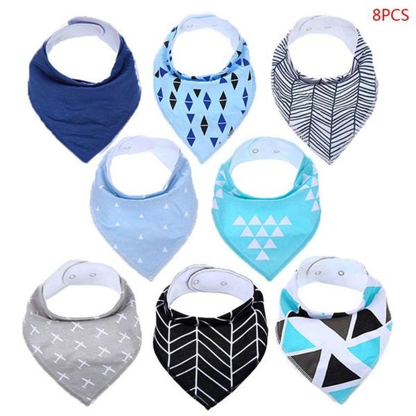 

bibs & burp cloths 8 pcs/set cotton baby saliva towel born triangle bib children infants teeth feeding supplies birthday gifts f62d