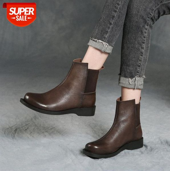 

mori women's leather british style retro flat-bottomed martin boots short soft-soled #ah3s