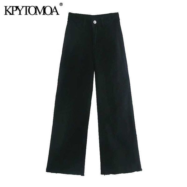 

kpytomoa women fashion pockets frayed tassel straight jeans vintage high waist zipper fly denim female ankle trousers mujer 210616, Blue