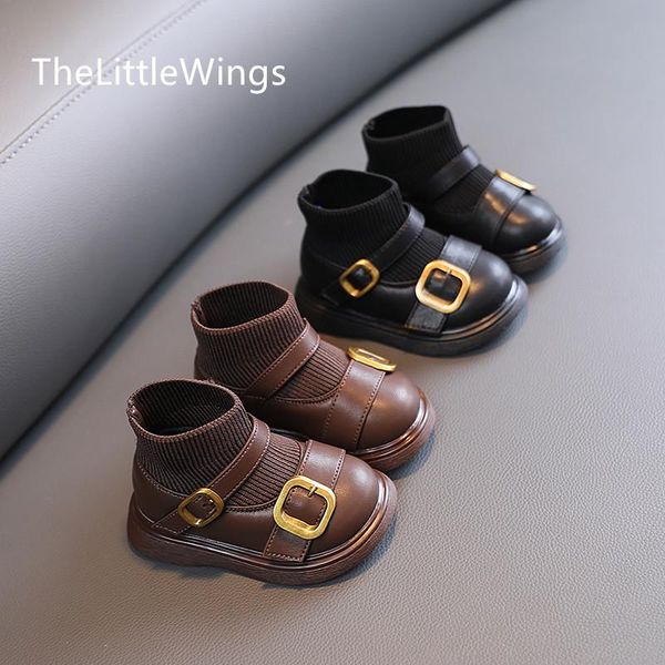 

boots baby girl princess socks shoes winter small leather british style children' soft sole toddler 0-1-3-6 years old, Black;grey