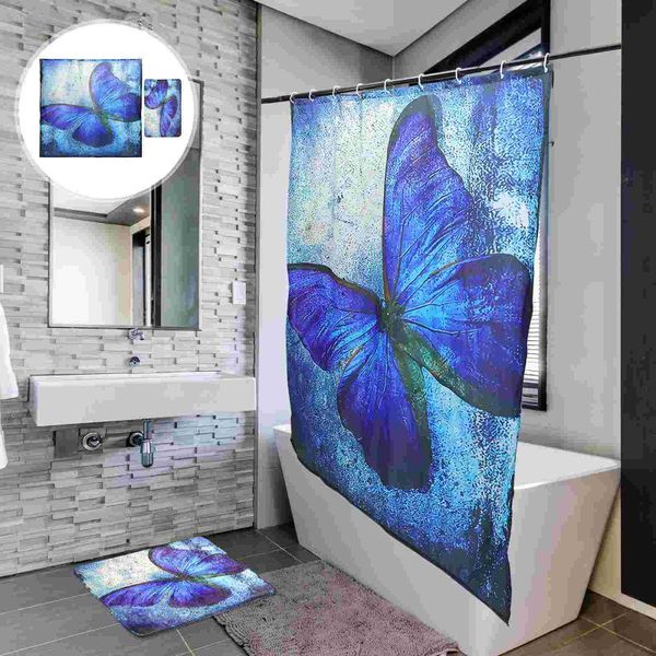 

shower curtains 2pcs butterflies pattern bathroom curtain floor mat