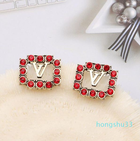 

18k gold plated brand designers letters stud earrings geometric luxury brand women rhinestone pearl earring for wedding party jewerl, Golden;silver