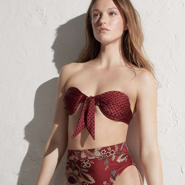 

printed high waist split swimsuit for women, White;black