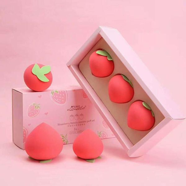 

3pcs fruit shape makeup sponge professional cosmetic puff for foundation concealer cream makup soft cute dry wet dual use sponges, applicato