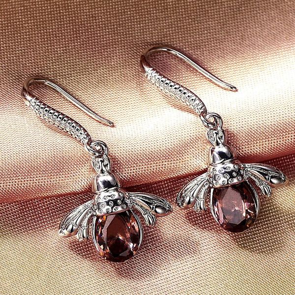 

dangle & chandelier style earrings, synthetic high-end semi-precious stones, smart cute bee women's animal earrings, Silver