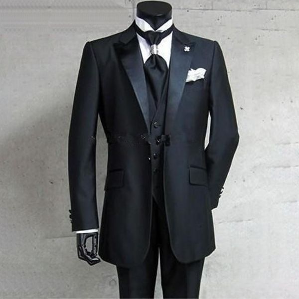 

men's suits & blazers custom made to measure tailored bespoke suit,one button black groom tuxedos peak lapel (jacket+pants+vest), White;black